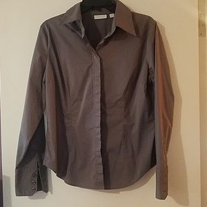 L NY&Co stretch buttonup dress shirt charcoal grey